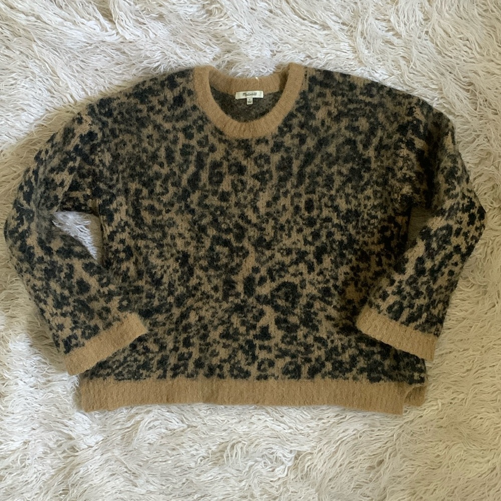 Madewell leopard crew neck sweater